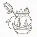 potion bottle with canoe inside tattoo design idea