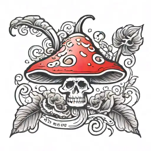 Shroom with date of death tattoo design idea