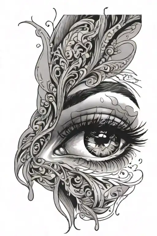 crying woman eyes tattoo design idea