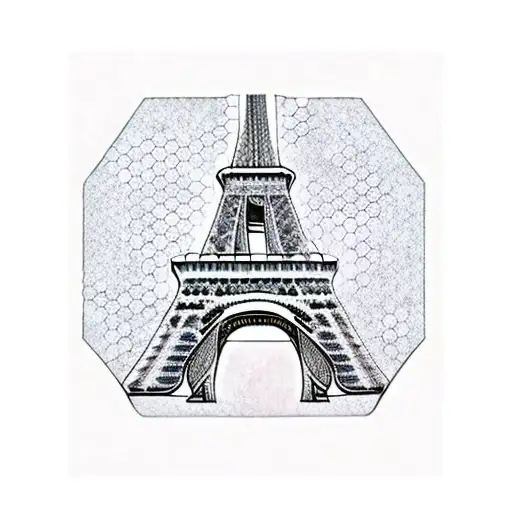 honeycomb pattern  the tour eiffel inside one of the hexagons tattoo design idea