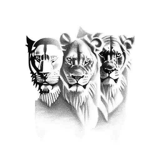 3 lions guarding cross and croatia tattoo design idea