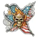 fire, american flag, fire maltese cross tattoo design idea