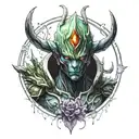 nidus from warframe oni half tattoo design idea