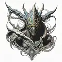 nidus from warframe oni half tattoo design idea