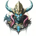 nidus from warframe oni half tattoo design idea