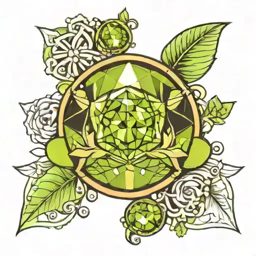 peridot birthstone as planet tattoo design idea