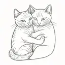 a black and a white cat are hugging each other symbolizing love tattoo design idea