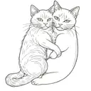 a black and a white cat are hugging each other symbolizing love tattoo design idea