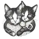 a black and a white cat are hugging each other symbolizing love tattoo design idea