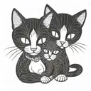 a black and a white cat are hugging each other symbolizing love tattoo design idea