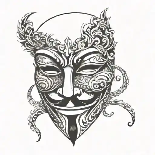 anonymous mask with fade tattoo design idea
