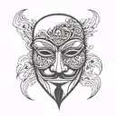 anonymous mask with fade tattoo design idea