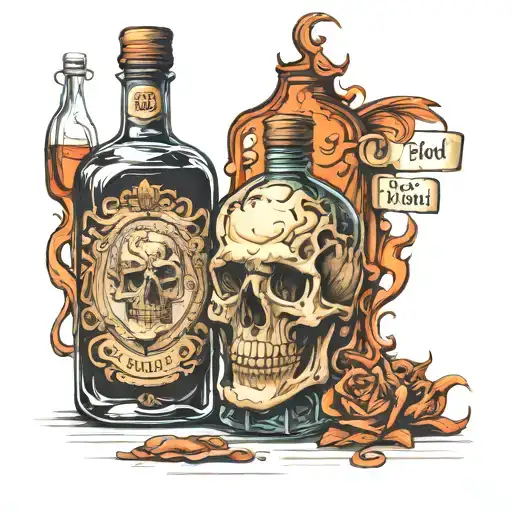 alcohol bottle of sorrow tattoo design idea