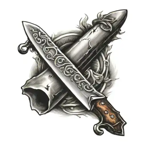 chef knife tattoo design idea