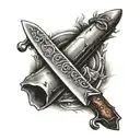 chef knife tattoo design idea