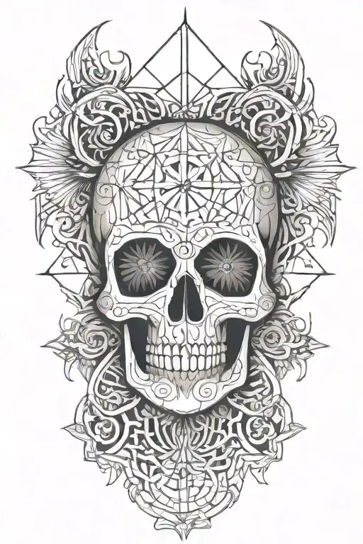 holy death elegant in protection of my life tattoo design idea