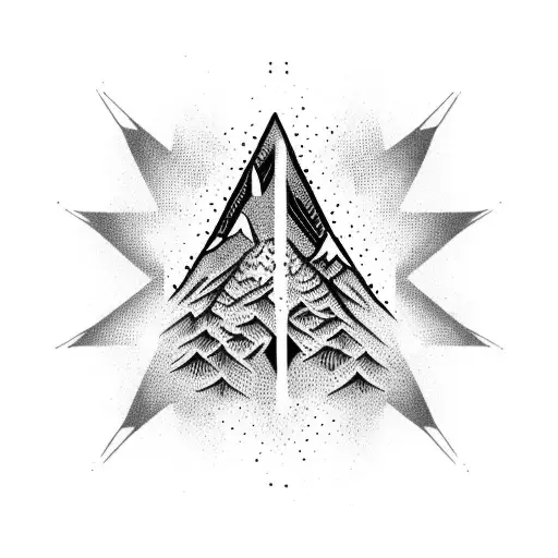 volcano and araucaria tattoo design idea