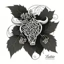 geometric bull grape vines binary code flowing tattoo design idea