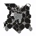 geometric bull grape vines binary code flowing tattoo design idea