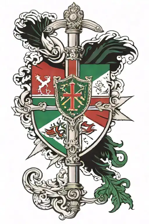 I was chosen by god in Italian with a crusifix and also a flag half Italy and half Dominican flag   tattoo design idea