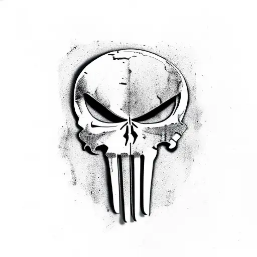 punisher skull on chest tattoo design idea