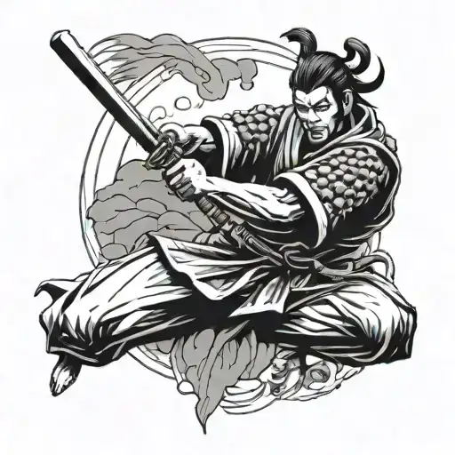 samurai passing off black belt tattoo design idea