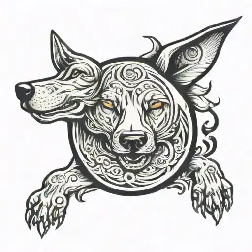moon dog breed tattoo design idea