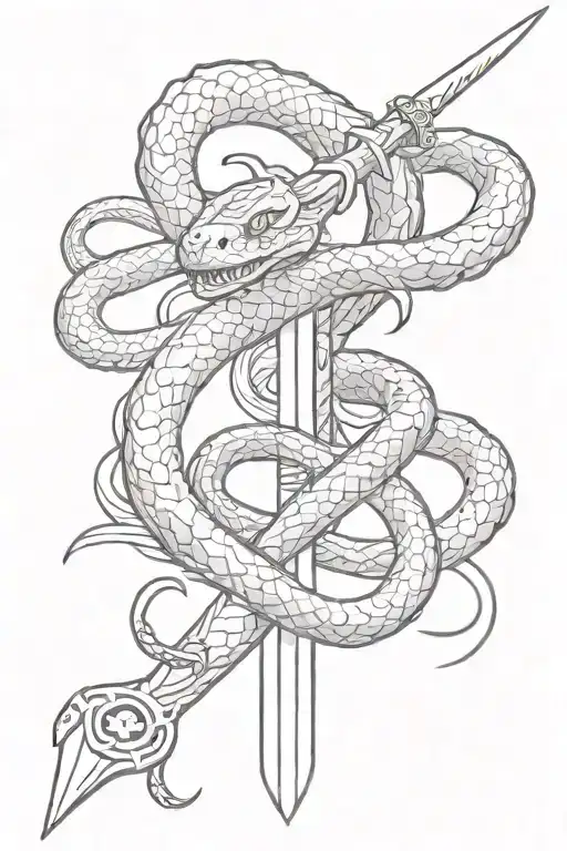 snake sword tattoo design idea