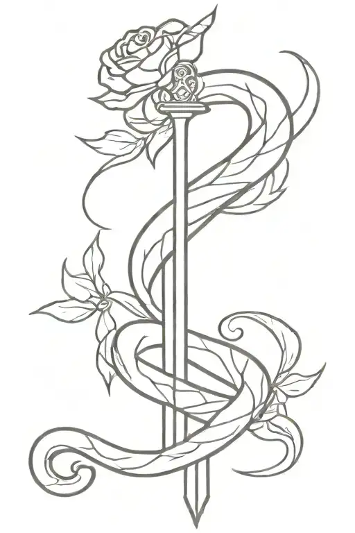 sword rosses snake tattoo design idea