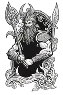 Poseidon holding a trident tattoo design idea