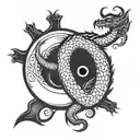 sun moon dragon snake tattoo design idea