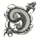 sun moon dragon snake tattoo design idea