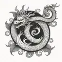 sun moon dragon snake tattoo design idea