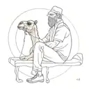 camel with a man sitting on it with his face covered tattoo design idea