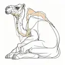 camel with a man sitting on it with his face covered tattoo design idea