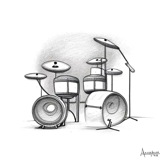 animal playing drums tattoo design idea