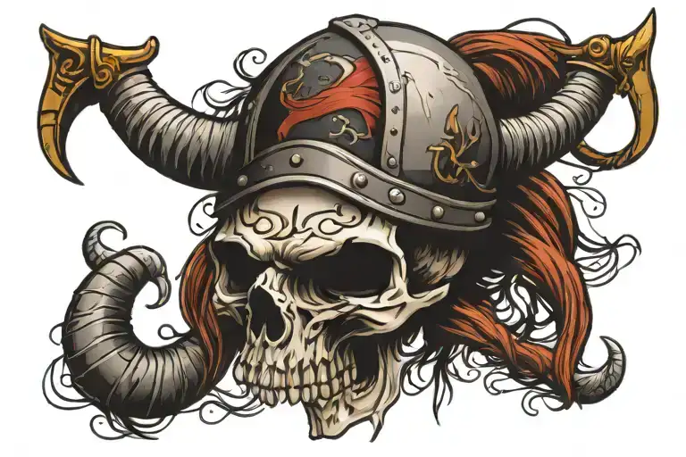 skull, viking tattoo design idea
