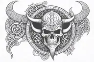 viking, shieldwall, skulls surrounded tattoo design idea