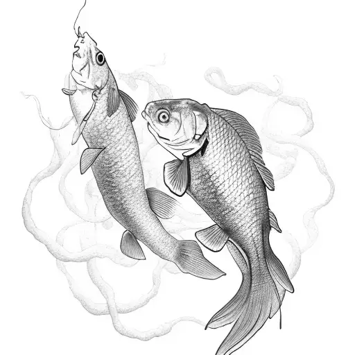 magician hold carp in cave tattoo design idea