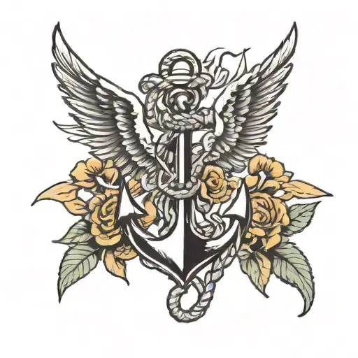 anchor wings caduceus  tattoo design idea