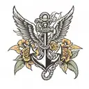 anchor wings caduceus  tattoo design idea