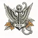 anchor wings caduceus  tattoo design idea