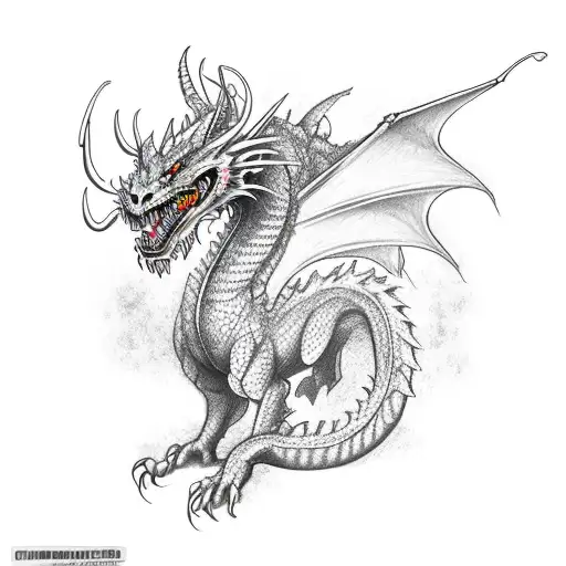 Combine a dragon and a devil in a dynamic and fierce design tattoo design idea
