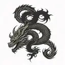 A yin and yang symbol morphing into a dragon's tail, symbolizing balance and strength tattoo design idea