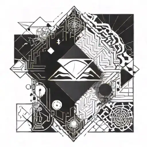 time and life and computer science fiction scene tattoo design idea