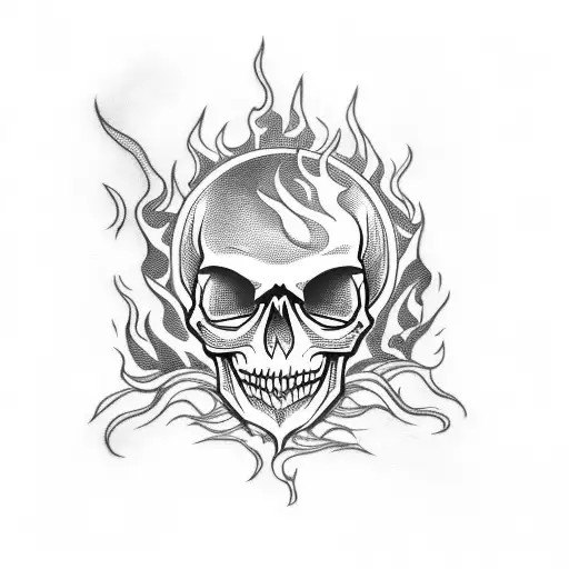 skull with flame tattoo design idea
