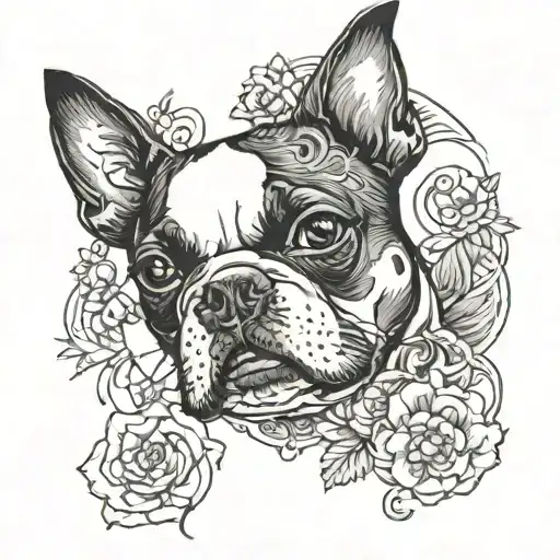 boston terrier tattoo design idea