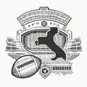 A tattoo combining elements of the Georgia Football Team logo and a football stadium, symbolizing your passion for the team tattoo design idea