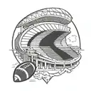 A tattoo combining elements of the Georgia Football Team logo and a football stadium, symbolizing your passion for the team tattoo design idea