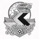 A tattoo combining elements of the Georgia Football Team logo and a football stadium, symbolizing your passion for the team tattoo design idea